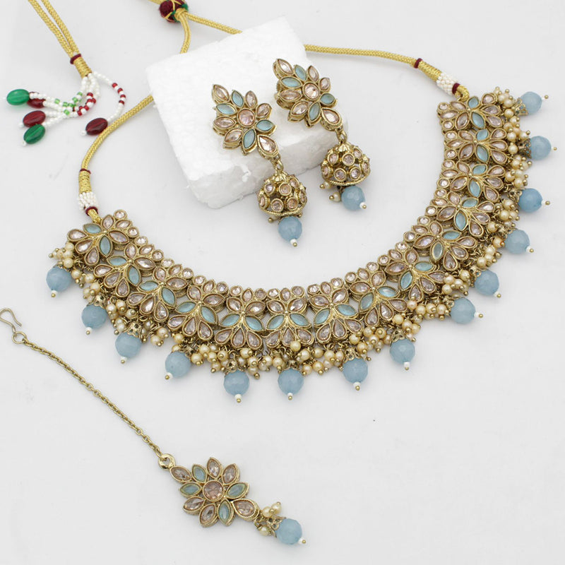 Manisha Jewellery Gold Plated Crystal Stone Choker Necklace Set