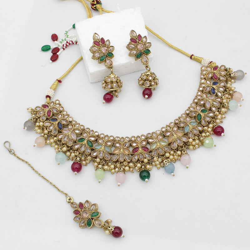 Manisha Jewellery Gold Plated Crystal Stone Choker Necklace Set