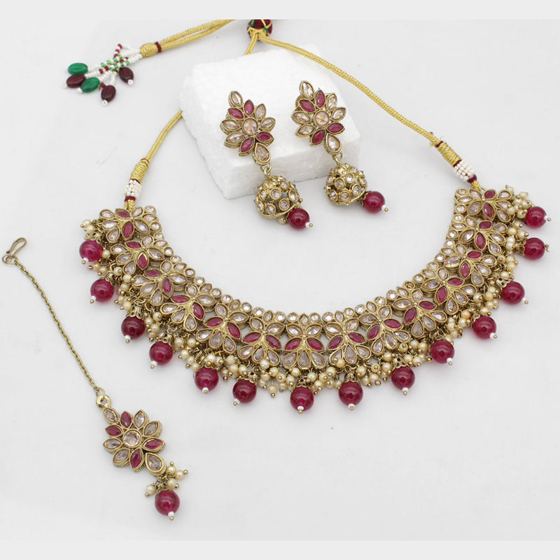 Manisha Jewellery Gold Plated Crystal Stone Choker Necklace Set