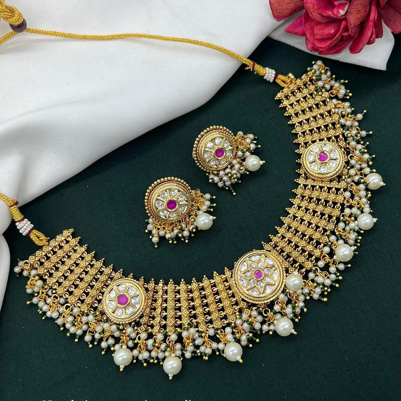 Manisha Jewellery Gold Plated Pota Stone Choker Necklace Set