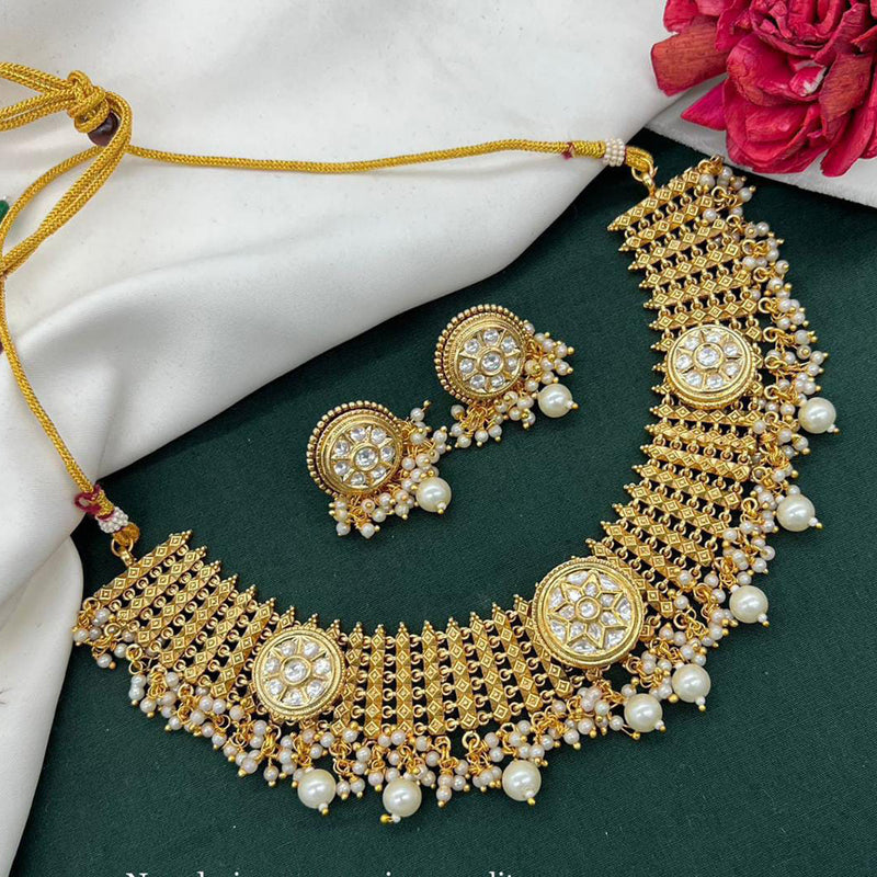 Manisha Jewellery Gold Plated Pota Stone Choker Necklace Set