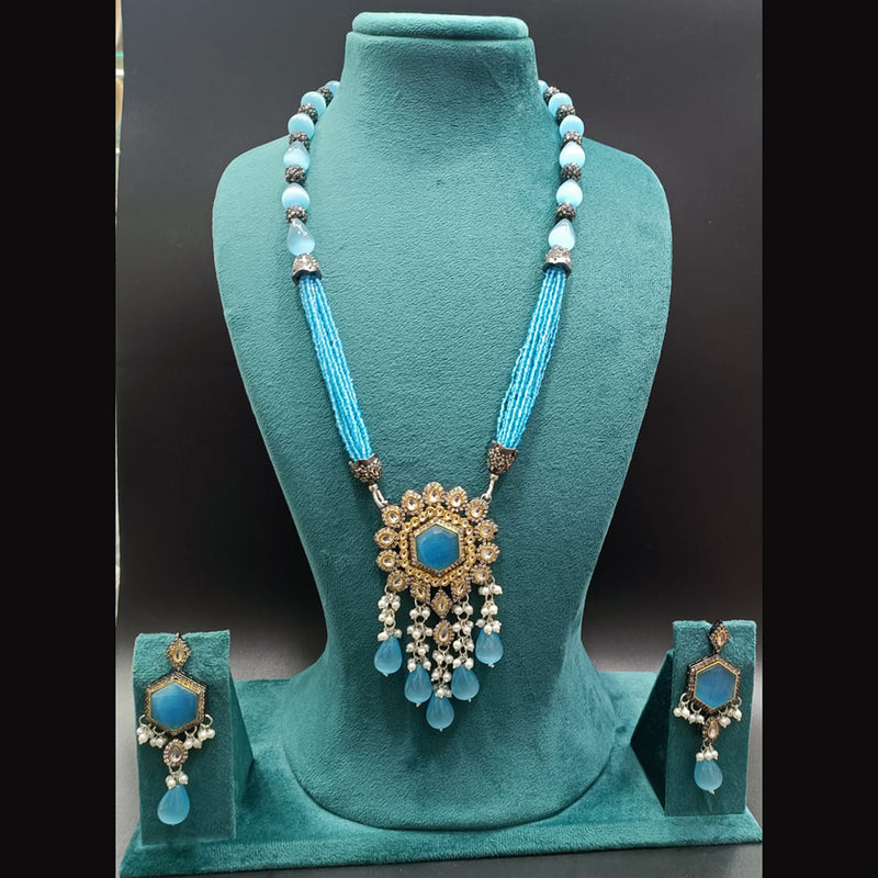 Manisha Jewellery Gold Plated Crystal Stone & Beads Long Necklace Set