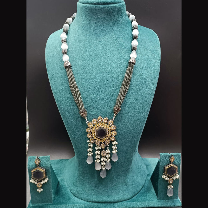 Manisha Jewellery Gold Plated Crystal Stone & Beads Long Necklace Set