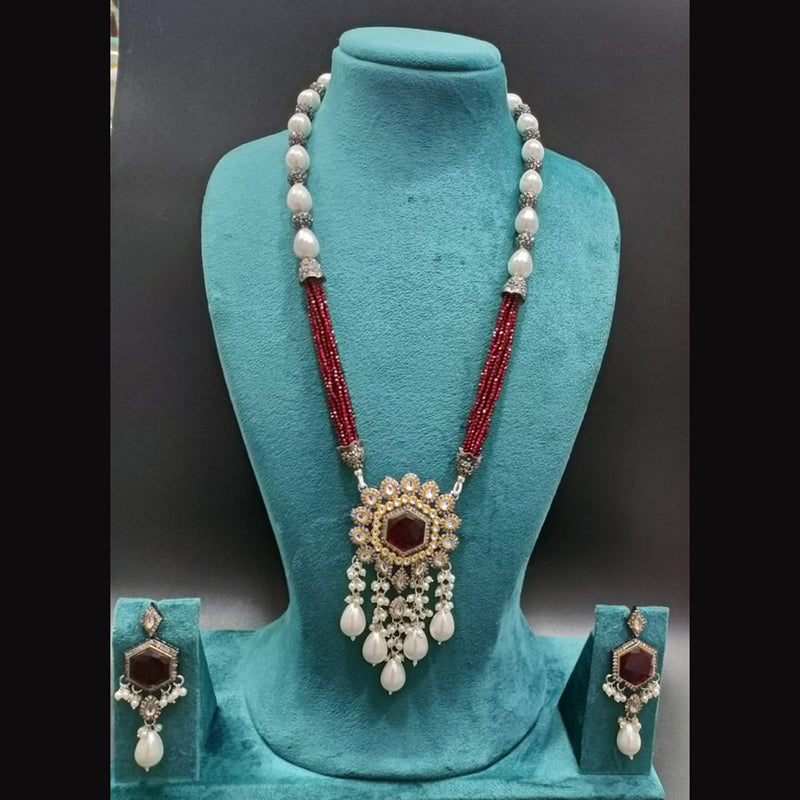 Manisha Jewellery Gold Plated Crystal Stone & Beads Long Necklace Set