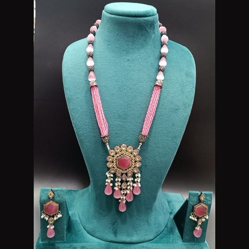 Manisha Jewellery Gold Plated Crystal Stone & Beads Long Necklace Set