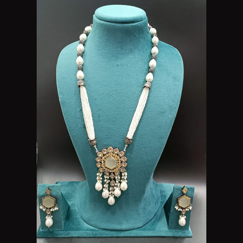 Manisha Jewellery Gold Plated Crystal Stone & Beads Long Necklace Set