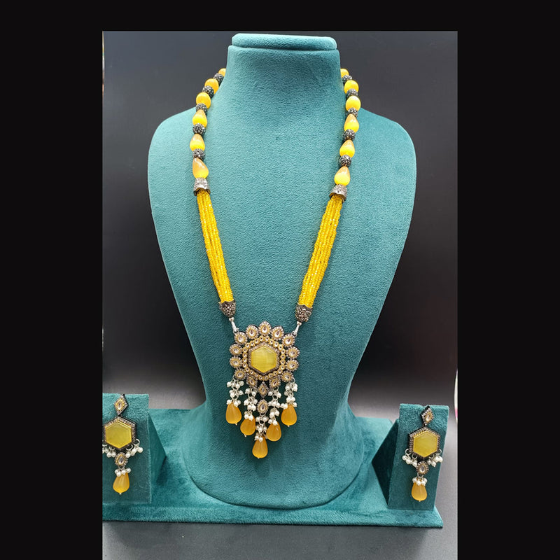 Manisha Jewellery Gold Plated Crystal Stone & Beads Long Necklace Set