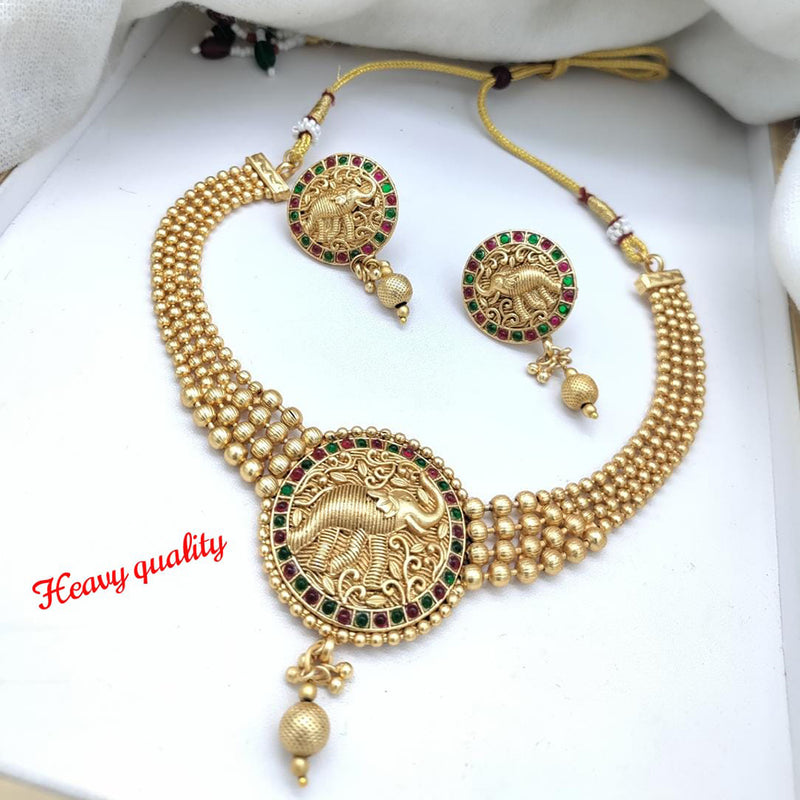 Manisha Jewellery Gold Plated Pota Stone Necklace Set