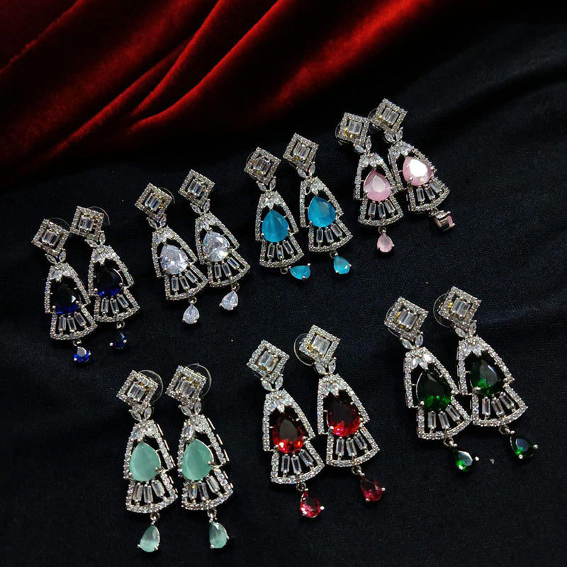 Manisha Jewellery Silver Plated AD Stone Dangler Earrings