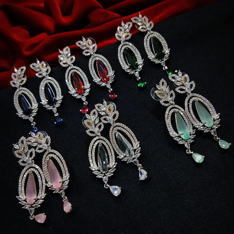 Manisha Jewellery Silver Plated AD Stone Dangler Earrings