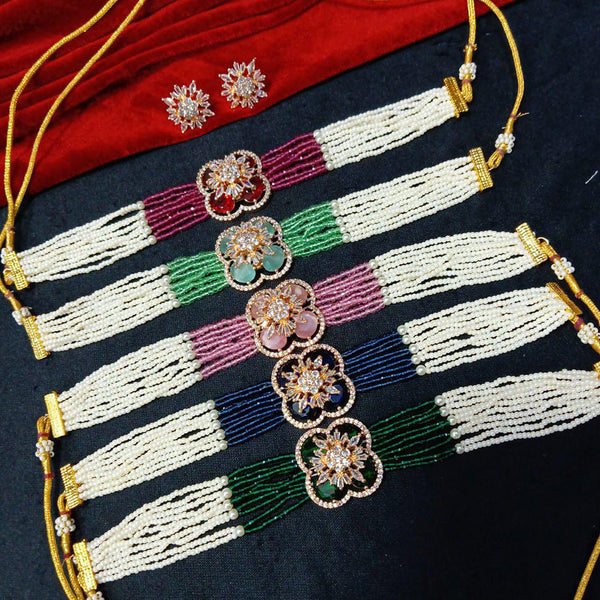 Manisha Jewellery Rose Gold Plated AD Stone Choker Necklace Set