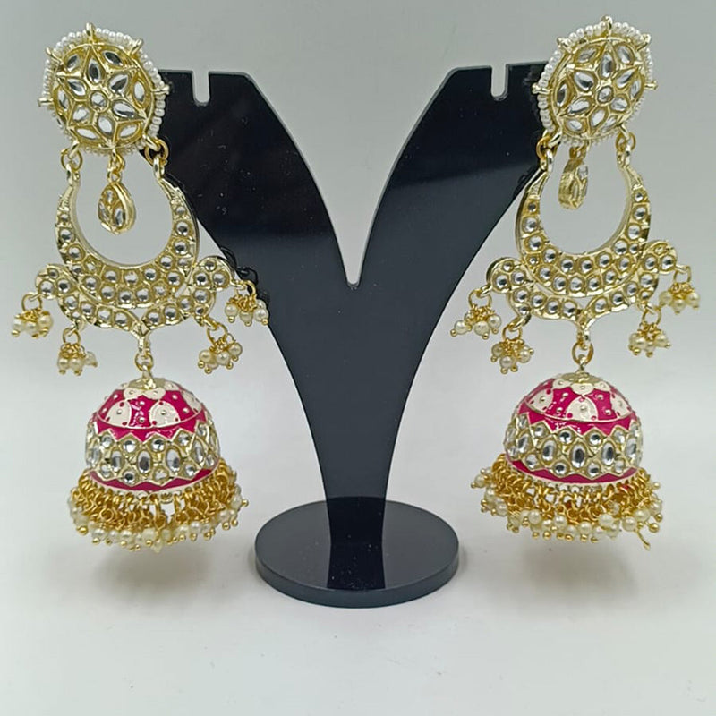 Manisha Jewellery Gold Plated Kundan Stone & Meenakari Jhumki Earrings