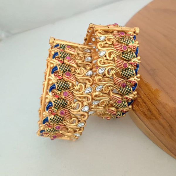 Manisha Jewellery Gold Plated Pota Stone Bangles Set