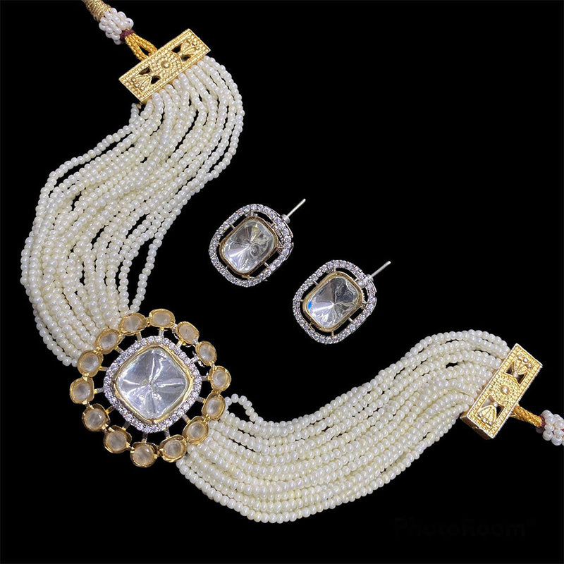 Manisha Jewellery Crystal Stone & Beads Choker Necklace Set