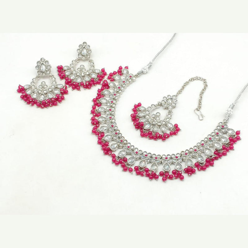 Manisha Jewellery Silver Plated Crystal Stone Necklace Set