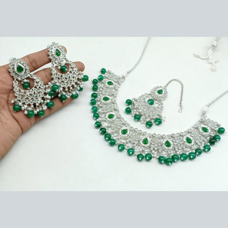 Manisha Jewellery Silver Plated Crystal Stone Necklace Set