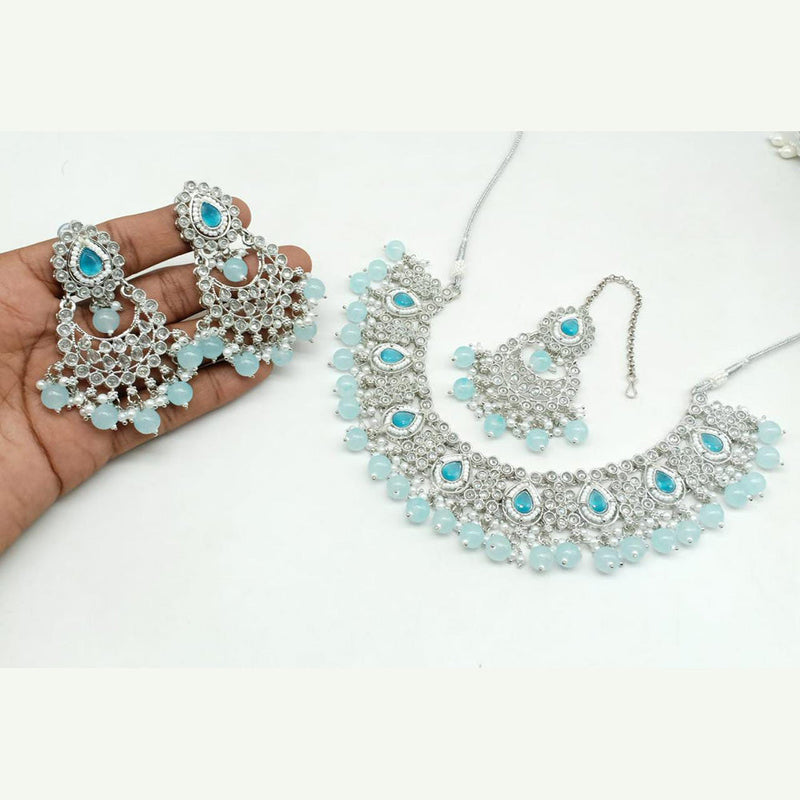 Manisha Jewellery Silver Plated Crystal Stone Necklace Set