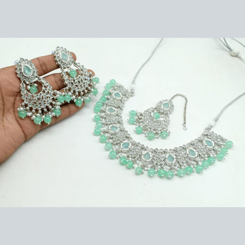 Manisha Jewellery Silver Plated Crystal Stone Necklace Set