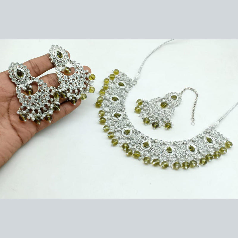 Manisha Jewellery Silver Plated Crystal Stone Necklace Set