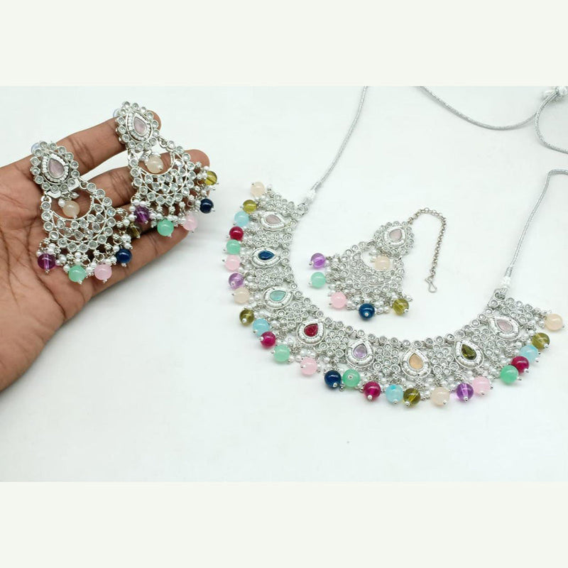 Manisha Jewellery Silver Plated Crystal Stone Necklace Set