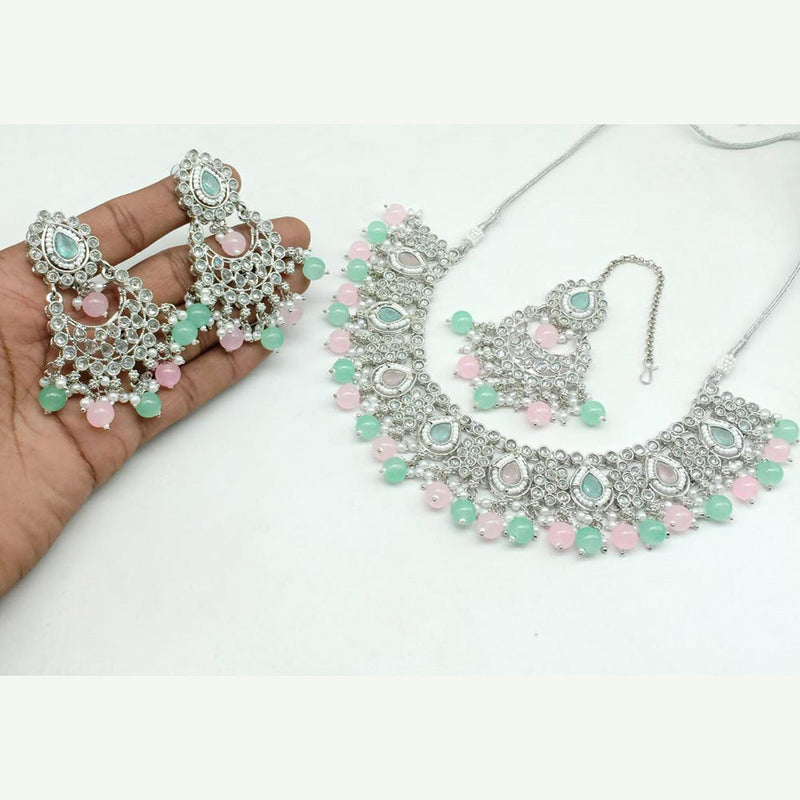 Manisha Jewellery Silver Plated Crystal Stone Necklace Set