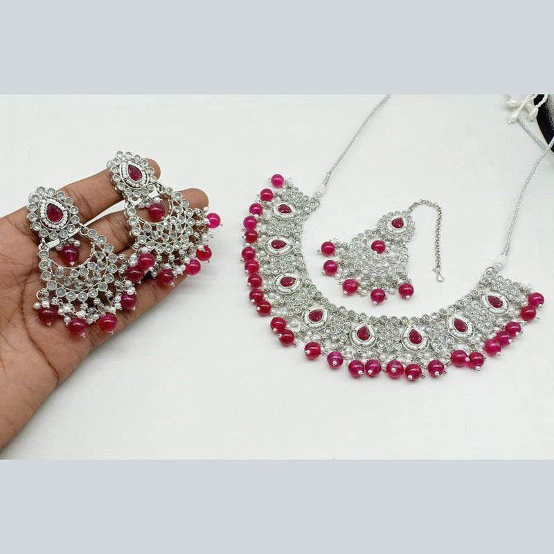 Manisha Jewellery Silver Plated Crystal Stone Necklace Set