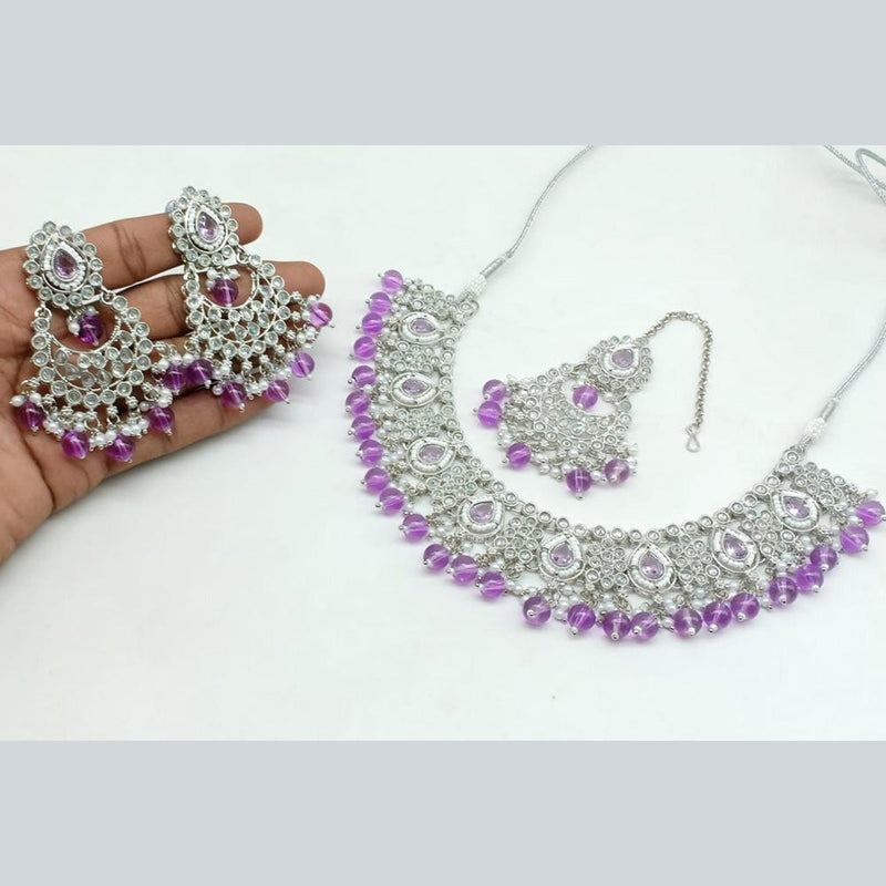 Manisha Jewellery Silver Plated Crystal Stone Necklace Set