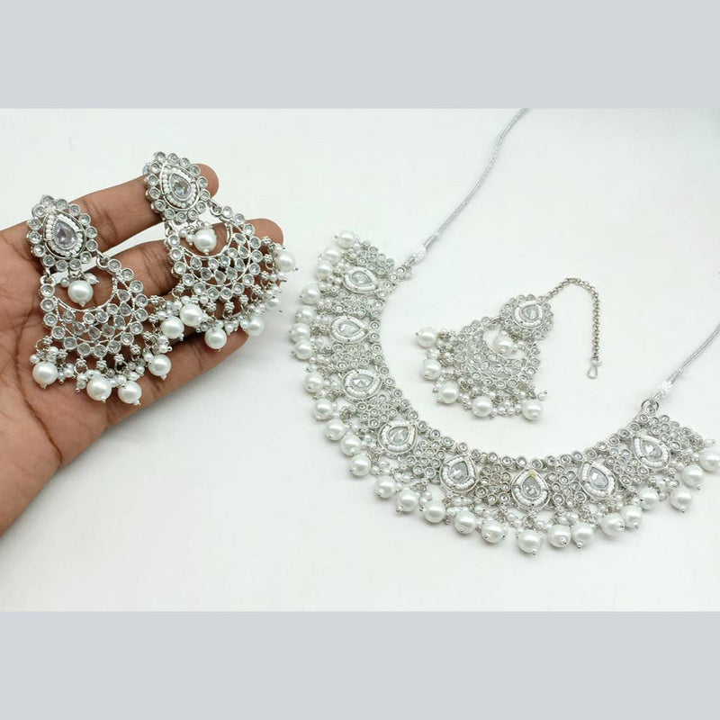 Manisha Jewellery Silver Plated Crystal Stone Necklace Set