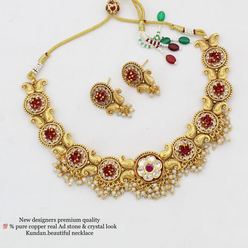 Manisha Jewellery Copper Gold Plated Crystal Stone Necklace Set