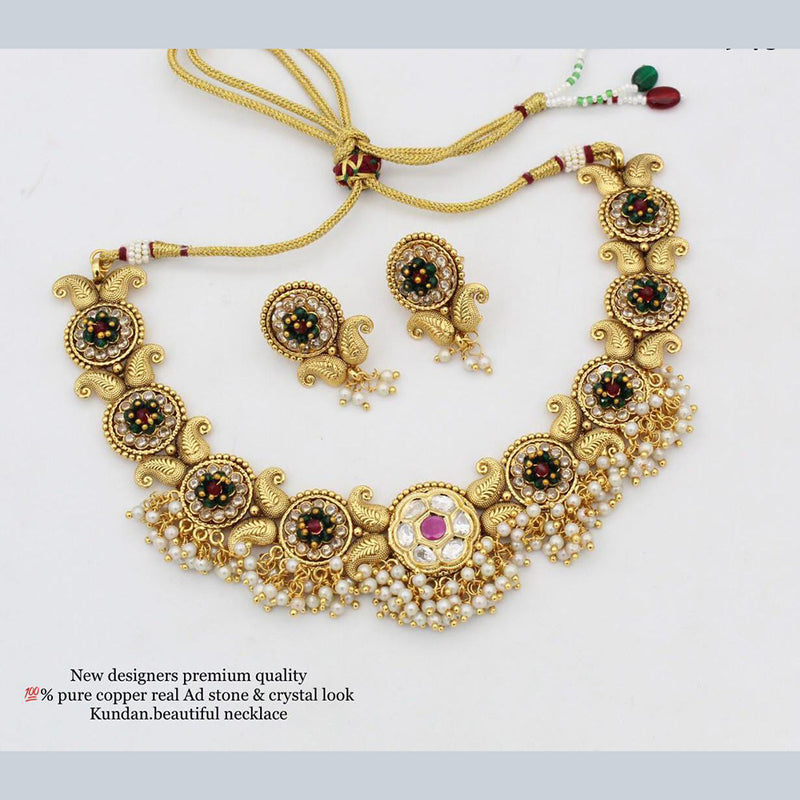 Manisha Jewellery Copper Gold Plated Crystal Stone Necklace Set