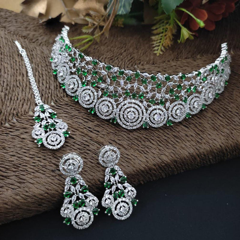 Manisha Jewellery Silver Plated AD Stone Necklace Set