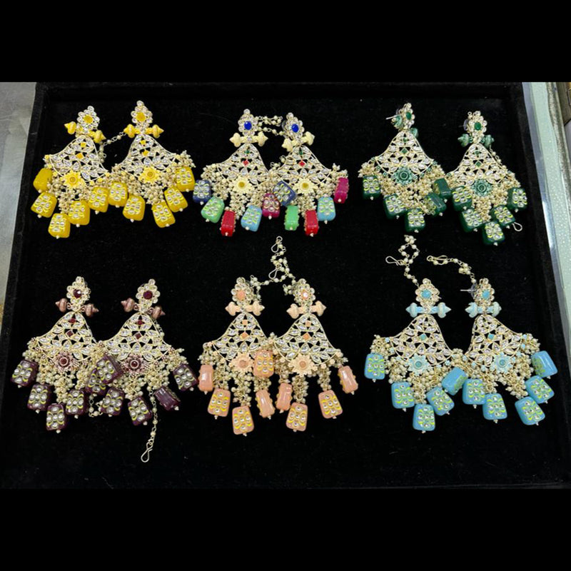 Manisha Jewellery Gold Plated Kundan Stone & Beads Dangler Earrings