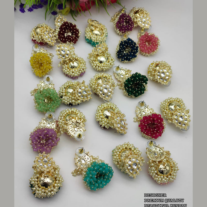 Manisha Jewellery Gold Plated Kundan Stone & Beads Jhumki Earrings