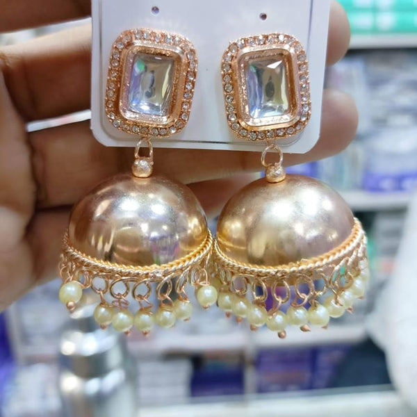 Manisha Jewellery Rose Gold Plated Crystal Stone Jhumki Earrings
