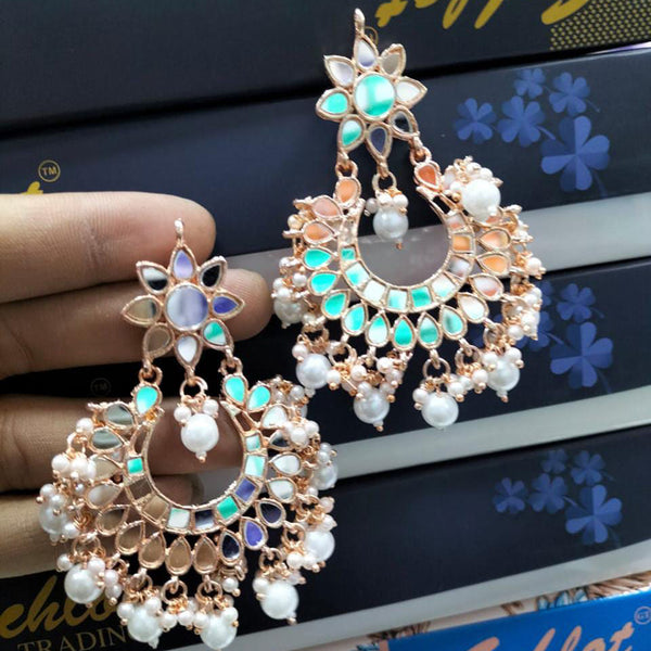 Manisha Jewellery Rose Gold Plated Mirror & Beads Dangler Earrings