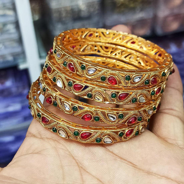 Manisha Jewelley Gold Plated Pota Stone Bangles Set