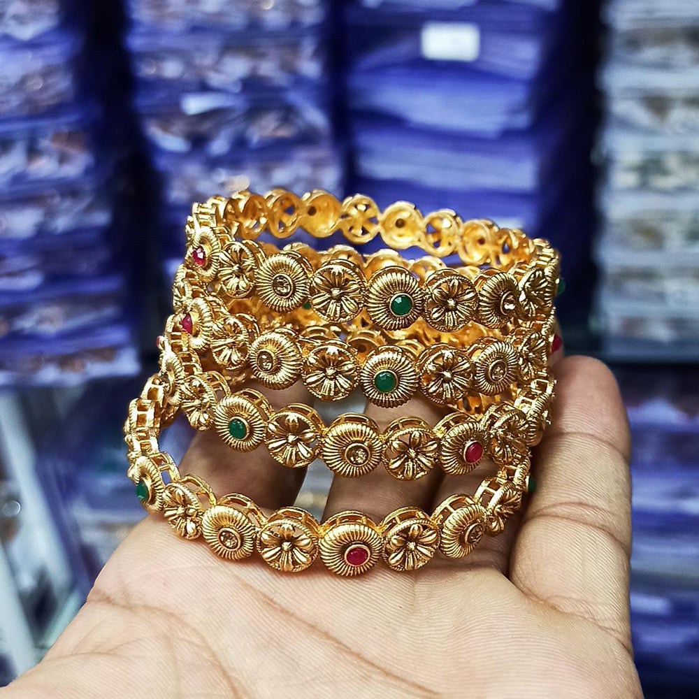 Manisha Jewelley Gold Plated Pota Stone Bangles Set