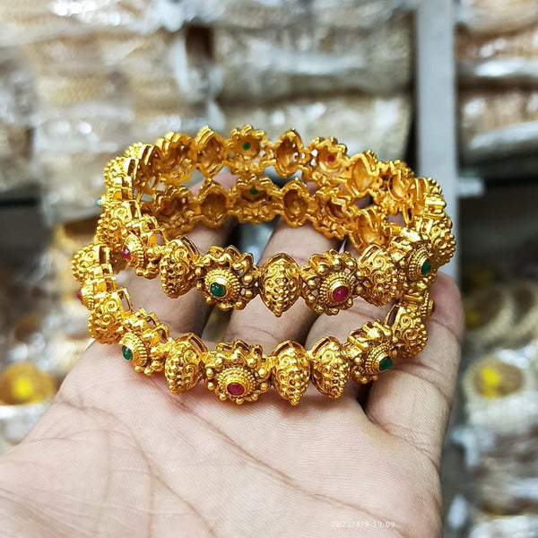 Manisha Jewellery Gold Plated Pota Stone Bangles Set