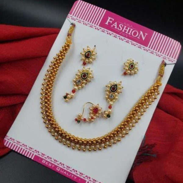 Manisha Jewellery Gold Plated Pearl Necklace Set