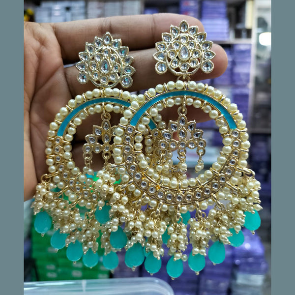 Manisha Jewellery Gold Plated Kundan & Beads Dangler Earrings