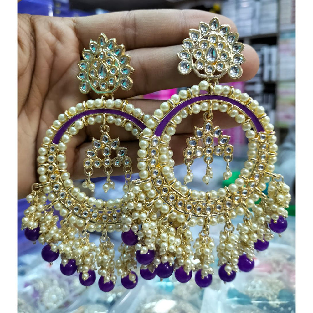 Manisha Jewellery Gold Plated Kundan & Beads Dangler Earrings