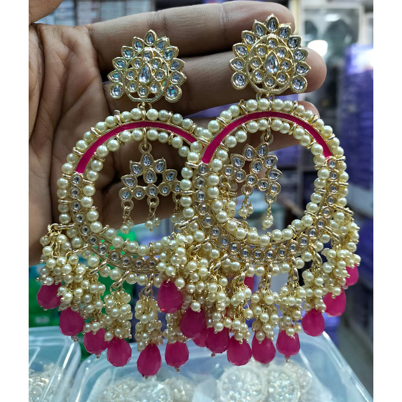 Manisha Jewellery Gold Plated Kundan & Beads Dangler Earrings