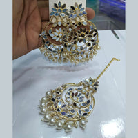 Manisha Jewellery Gold Plated Mirror Earrings With Maangtikka