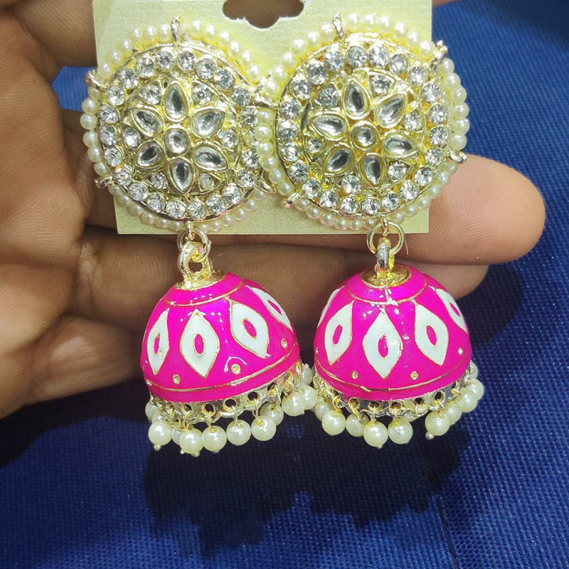Manisha Jewellery Gold Plated Meenakari Jhumki Earrings