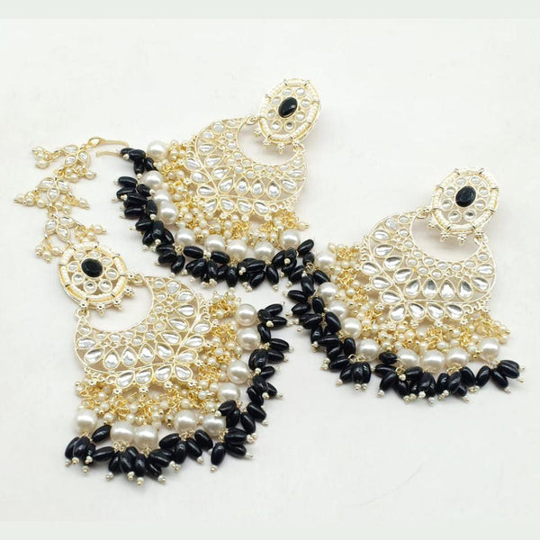 Manisha Jewellery Gold Plated Kundan & Beads Dangler Earrings With Maangtikka