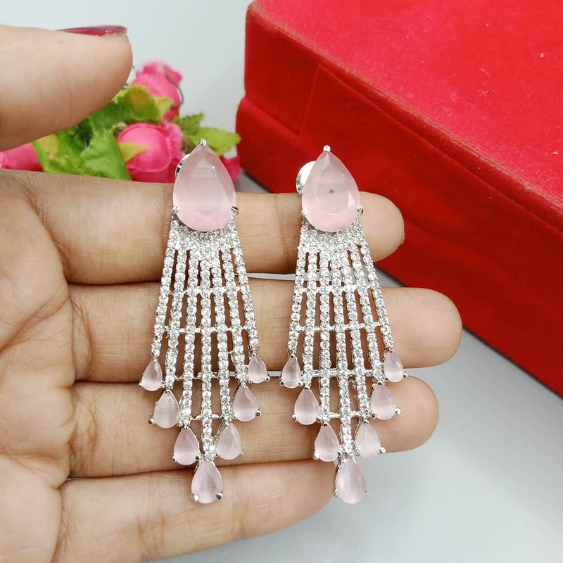 Manisha Jewellery Silver Plated AD Stone Dangler Earrings