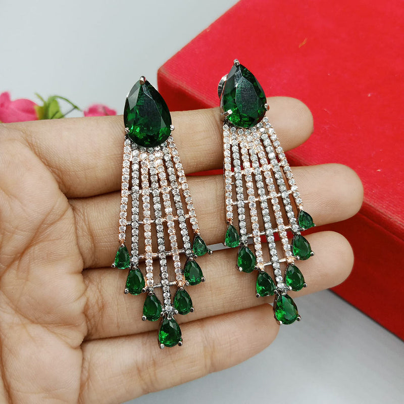 Manisha Jewellery 2Tone Plated AD Stone Dangler Earrings