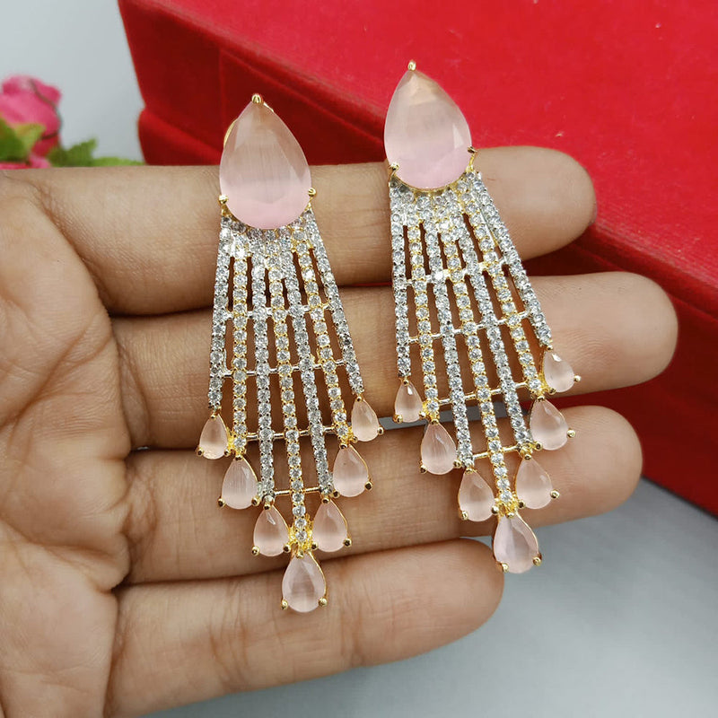 Manisha Jewellery 2Tone Plated AD Stone Dangler Earrings