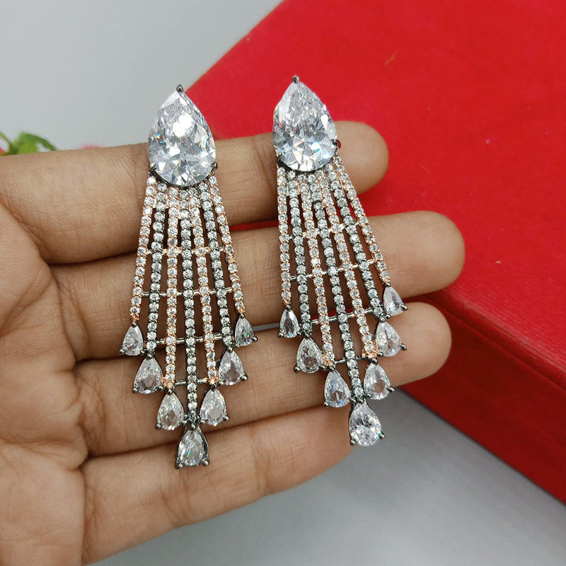 Manisha Jewellery 2Tone Plated AD Stone Dangler Earrings