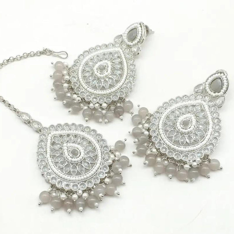 Manisha Jewellery Silver Plated Crystal Stone Earrings With Mangtikka